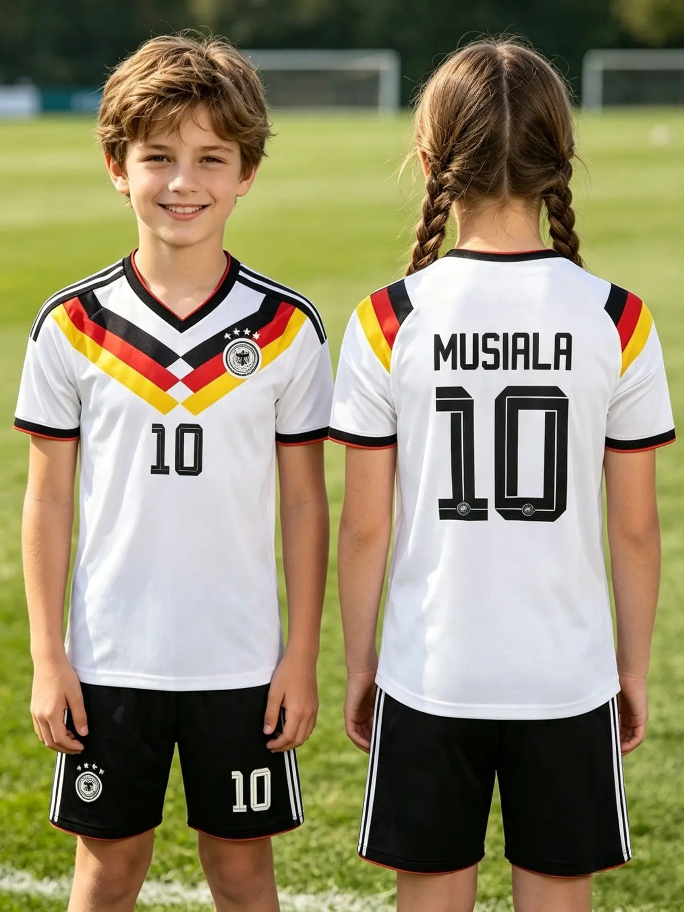 Kids Football Set, Block, Germany Mueller 10, Unisex, Quick-Dry, Short Sleeve Shorts, Training Jersey Two-Piece Set