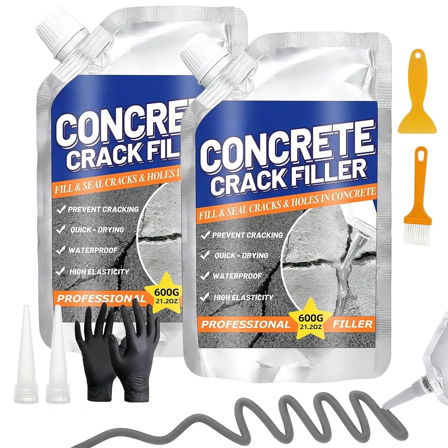 Concrete Crack Filler, 2.65LB Self-Leveling Cement Crack Repair