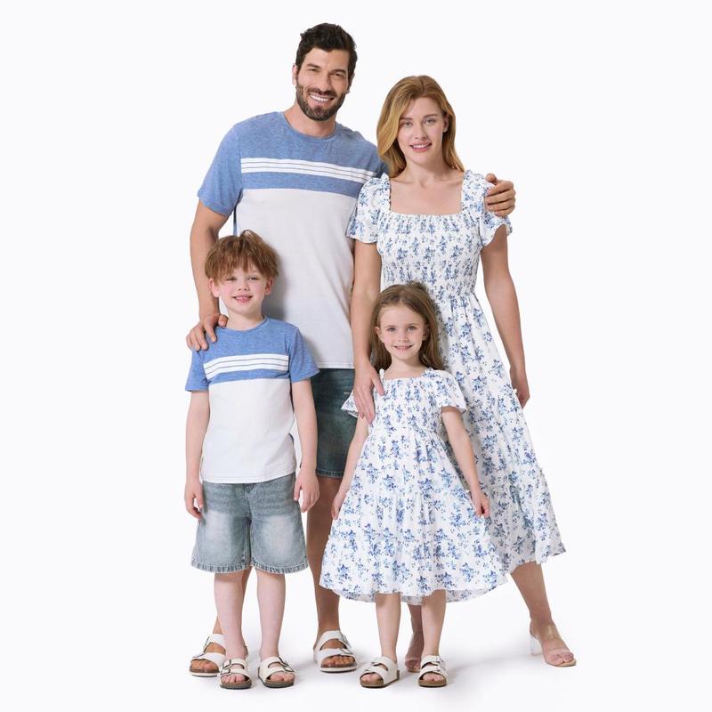 PatPat Family Matching Outfit: Floral Smocking Casual Suit