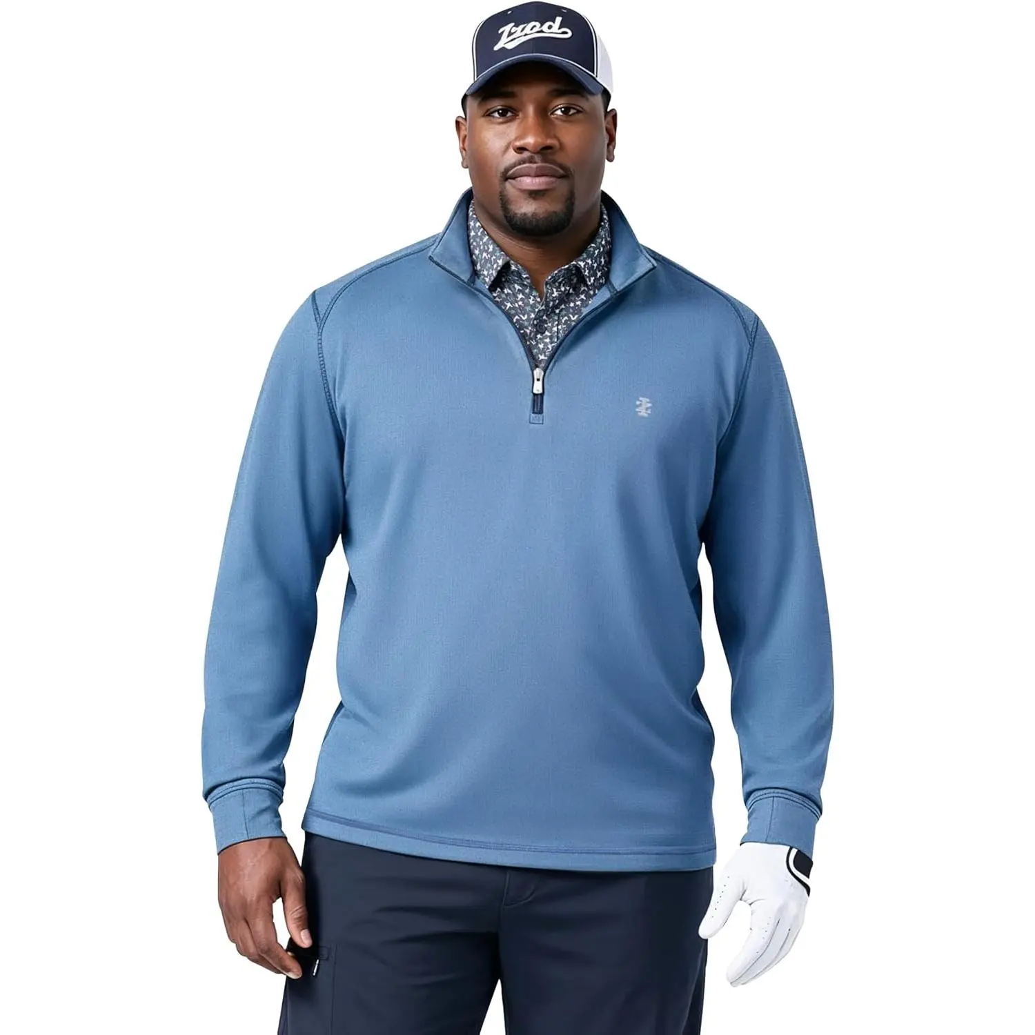 IZOD Men's Big & Tall Swingflex Golf Pro Quarter-Zip Long Sleeve Tops - Breathable Mesh Fabric Shirt