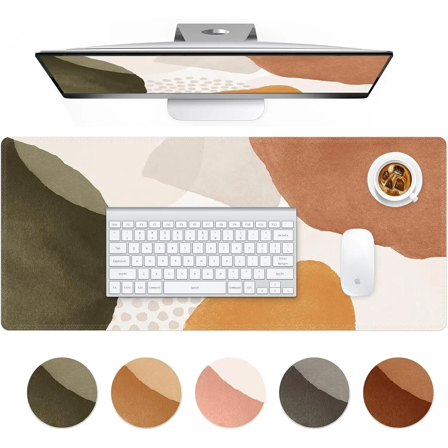 Boho Desk Mat,  Desk Pad, Large  Pad for Desk, XXL Gaming Mousepad Cute for Desktop with Non-Slip Base,  Laptop Keyboard Mat for Office , Brown Beige