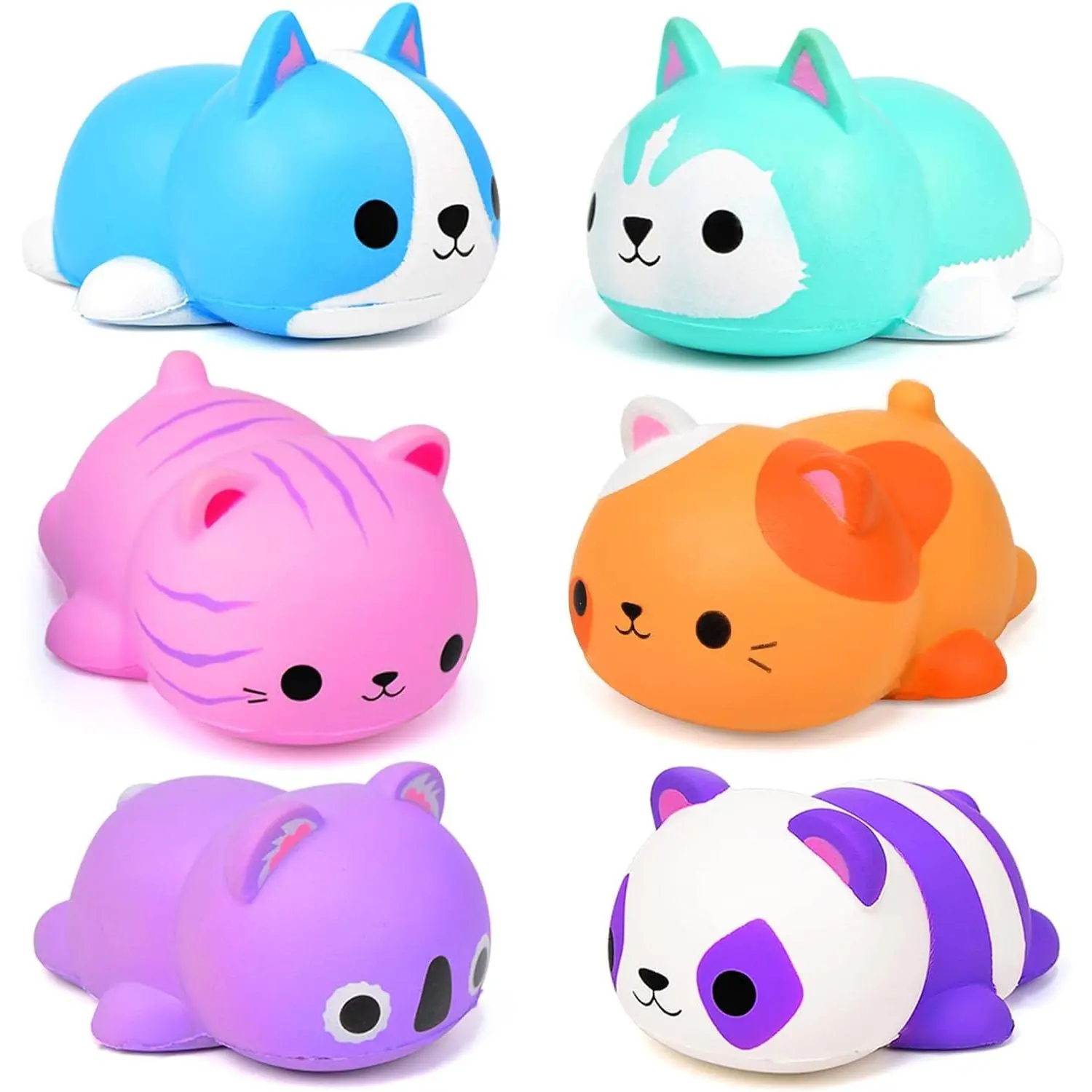 Squishies Stress Balls for Adults and Kids - 6 Pack Jumbo Animal Slow Rising Fidget Sensory Toys, Classroom Prizes, Party Favors, Valentines Gifts, Easter Goodie Bags, Christmas Stocking Stuffers, Stress Relief and Fun