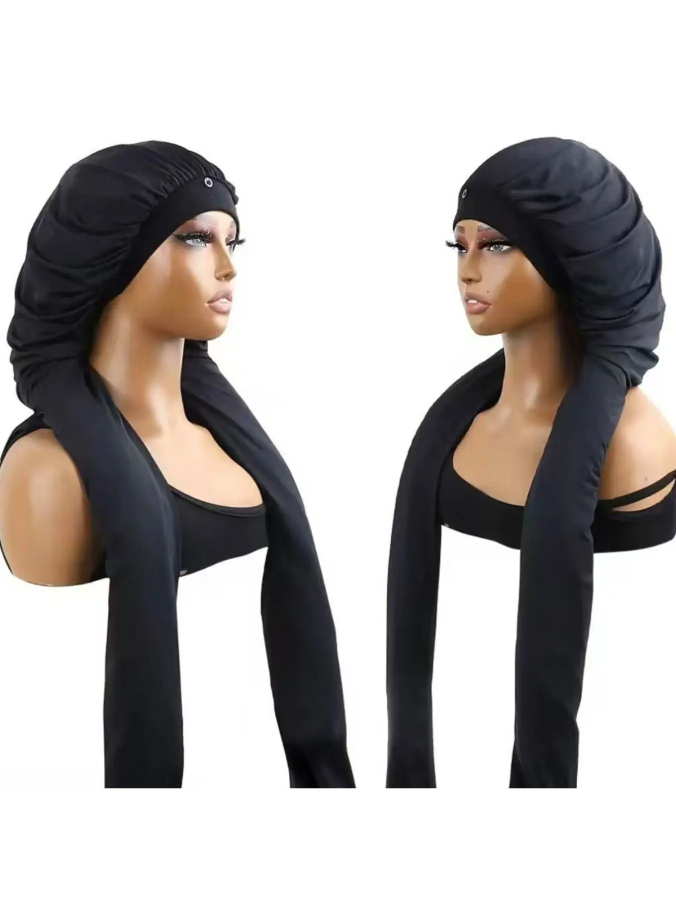 High Stretch Sleep Bonnet, Ice Silk Women Adjustable Pull-On Hair Cap for Long Braids & Dreadlocks, Special Hair Care Night Cap for Extra Long Braids, Dreadlocks and Curly Hair, Anti-Frizz Sleeping Head Cover for Long Hair Maintenance