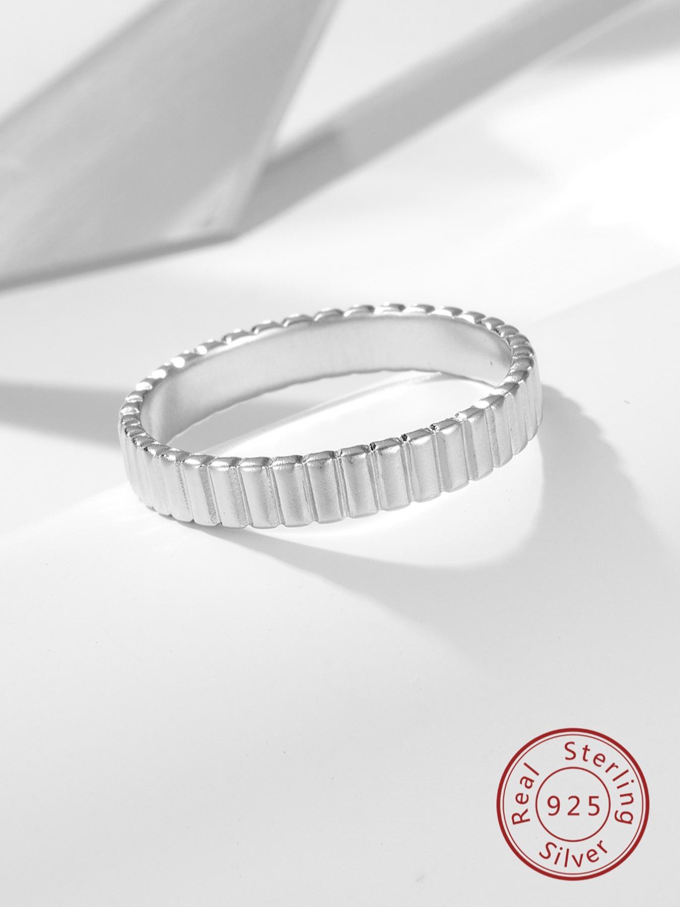 S925 Sterling Silver Simple Gear Design Ring, Fashion Accessories for Women & Girls, Trendy All-match & Exquisite Jewelry for Birthday Gift