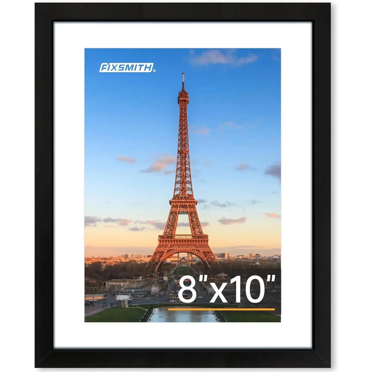 Black 8x10 Picture Frame 1 Pack with HD Plexiglass, Display Pictures 5x7 or 8x10 with Mat, Collage for Tabletop or Wall Display