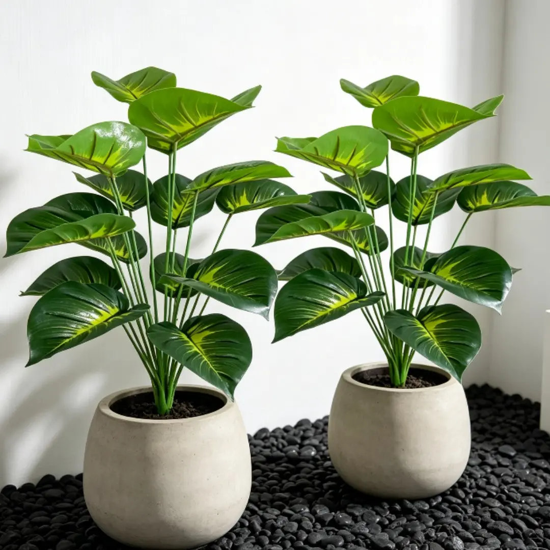 2-Pack Faux Pothos Leaves Large Mixed High-Quality Artificial Plants, Green Heart Leaf Philodendron Ideal for Home & Office Decor, Low Maintenance, Durable, All Seasons