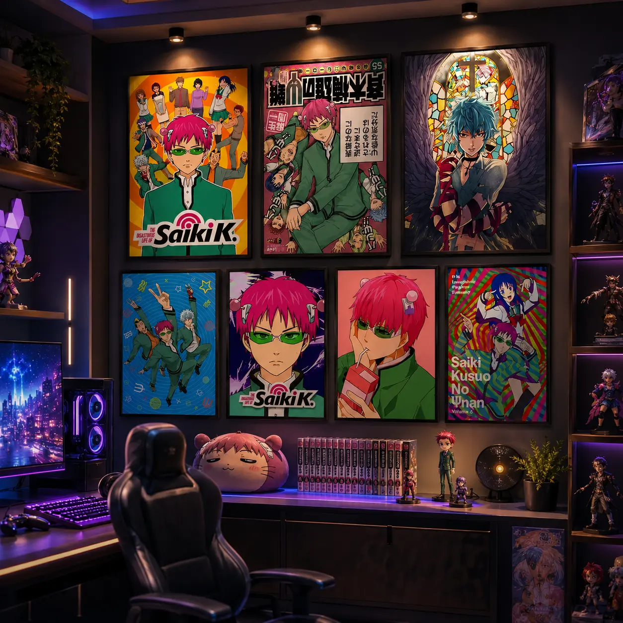 Saiki K Poster, The Disastrous Life of Saiki Kusuo Anime Wall Art, Japanese Manga Canvas Print, Vintage Anime Artwork, Home Decor for Bedroom Gaming Room Office, Anime Fan Gift, Retro Style Wall Poster