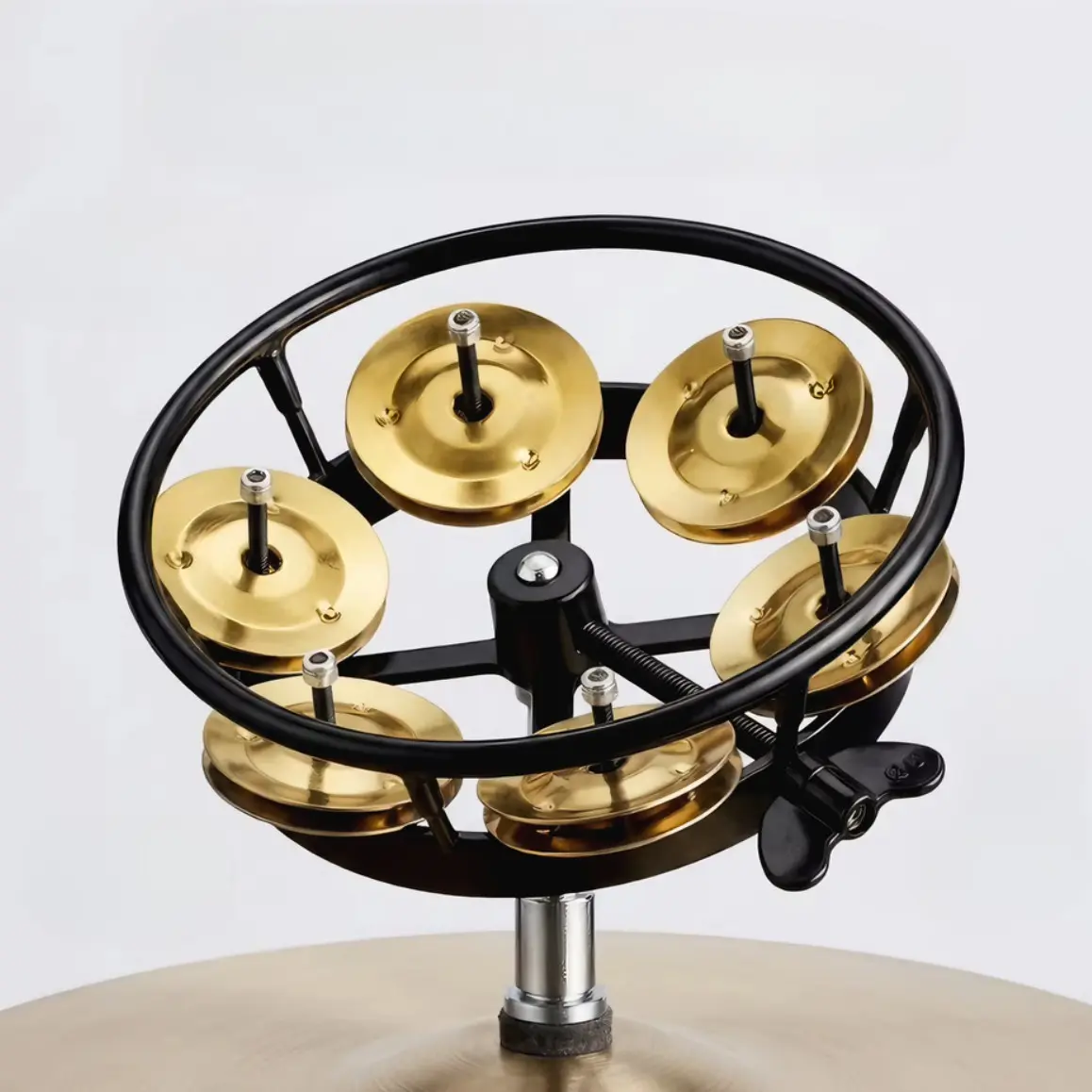Brass Cymbal Bell for Drum Set, Clear Sound, Ring Clip Design, Easy Installation, Durable Metal Frame, Suitable for Various Genres