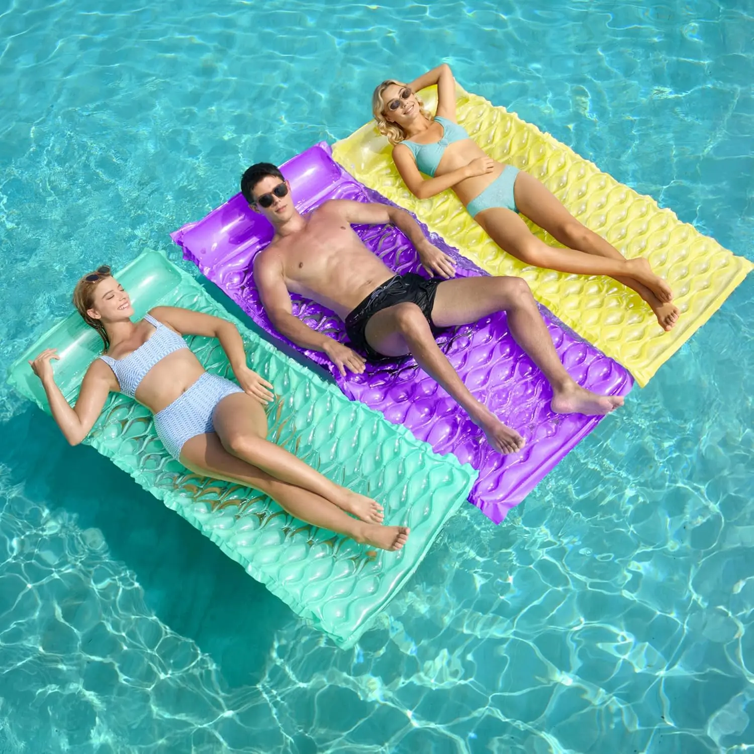3 Pack Inflatable Pool Mat Swimming Pool Mattress Float Lounge with Headrest, Pool Float Air Mat for Adults 64x32 inchfidget toys