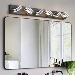 ARCH 40 Inch Modern 6-Light LED Vanity Light Fixture, Dimmable Bathroom Wall Sconce Lighting, Iron & Acrylic, Energy-Efficient, Sleek Design for Over Mirror, Makeup, Vanity, Powder Room, 1 Pack, Bathroom Furniture for Vanity Area, Storage, Remodel