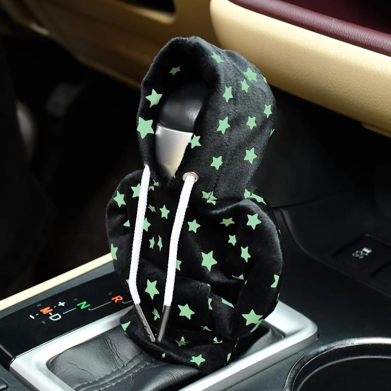 Automotive Interior Mini Funny  Gear Shift Hoodie Knob Cover  Upgrade  Glow in the Dark Gear Shift Cover, Black A