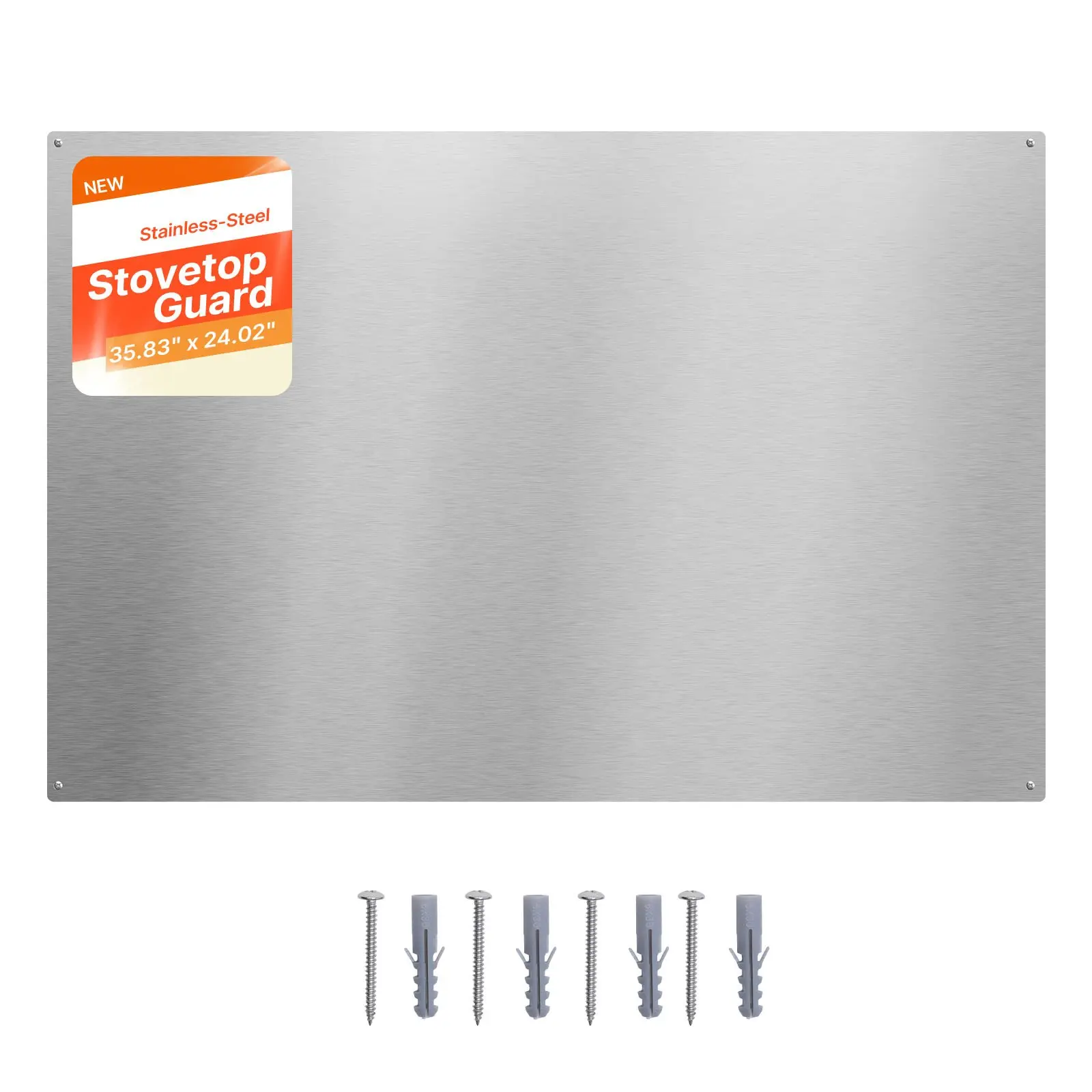 VEVOR 36" x 24" Stainless Steel Backsplash for Stove, Ultra Flat Splatter Guard, Wall Shield Range Hood Backsplash, Easy Clean Kitchen Wall Metal Panel, Pre-Drilled Holes for Easy Installation, Silver