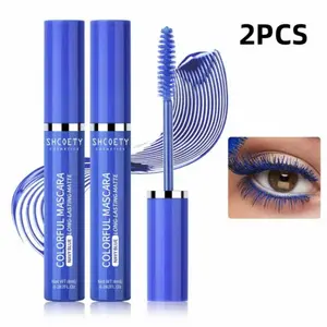2-pack 'Dopamine' blue colored Mascara Duo, long-lasting hold, all-day smudge-proof and fade-proof, lengthening and curling, defined lashes, niche and high-end.