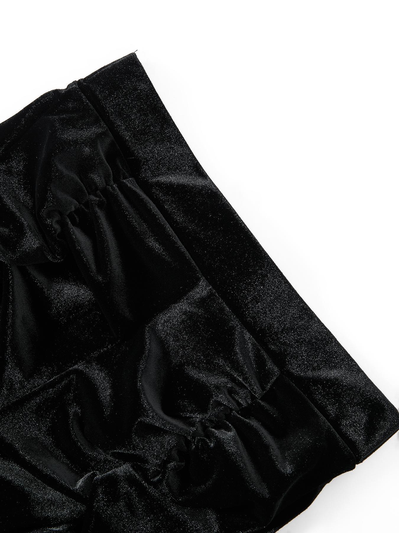 Women's Contrast Lace Ruched Velvet Shorts without Waist Belt, Goth Asymmetrical Hem High Waist Skinny Shorts for Party Holiday Vacation, Girly Clothing, Ladies Bottoms for All Seasons, Shorts for Women, Womenswear, Chic, Fashion