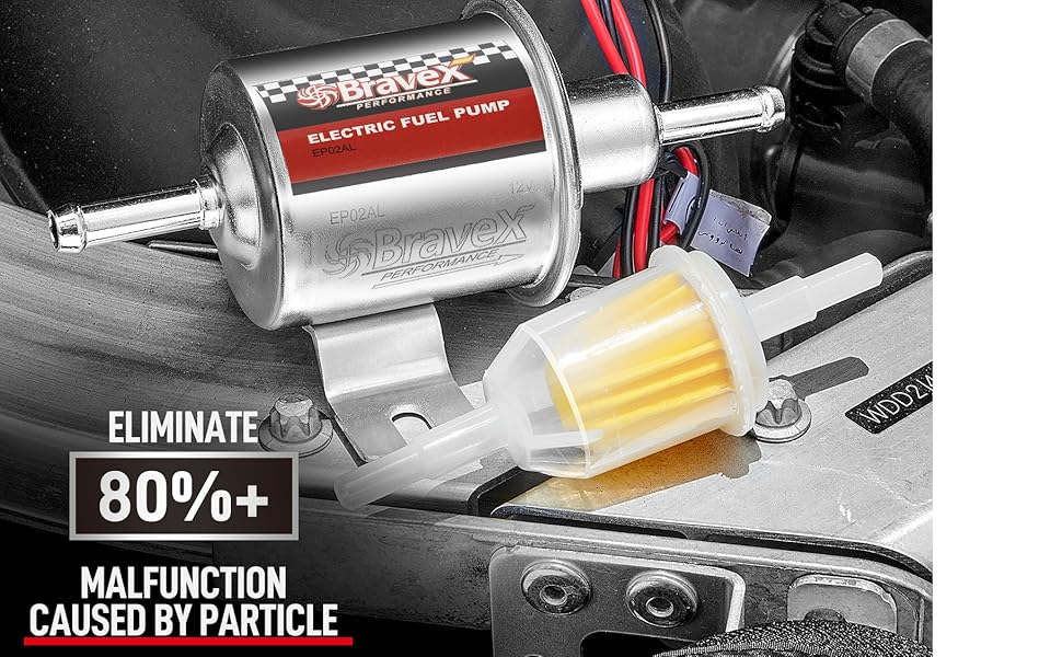 Fuel Pump - Inline fuel pump Low Pressure HEP-02A (2.5-4 PSI), 12V Fuel pump Fuel Pump 12v for Carburetor Lawn Mower Transfer Pump