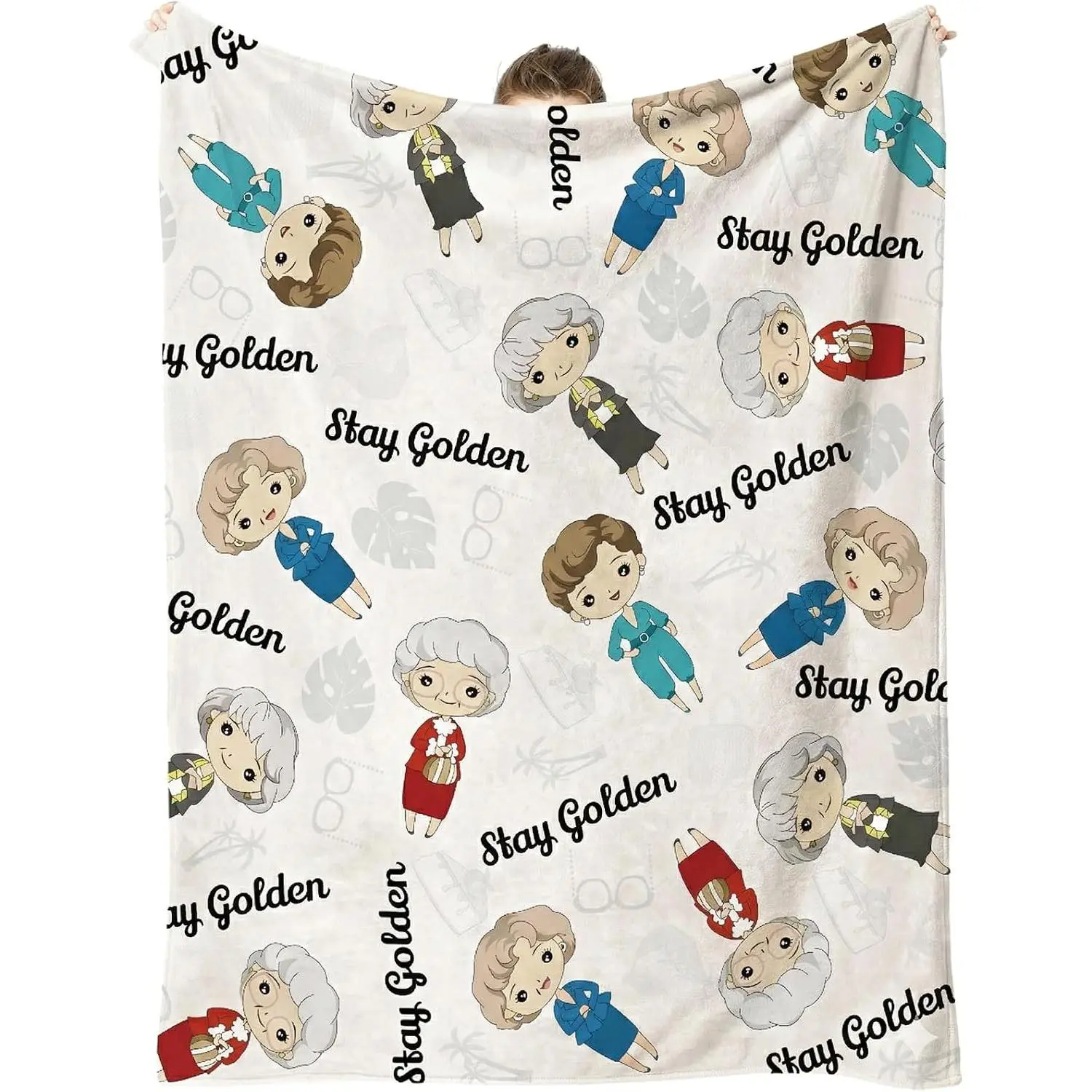 Golden Girls Blanket - Stay Golden Flannel Throw with Rose, Sophia, Blanche & Dorothy | 60''x50'' Cozy Fleece Merchandise for Fans | Soft Birthday Gifts for Women & Close Friends | Classic White