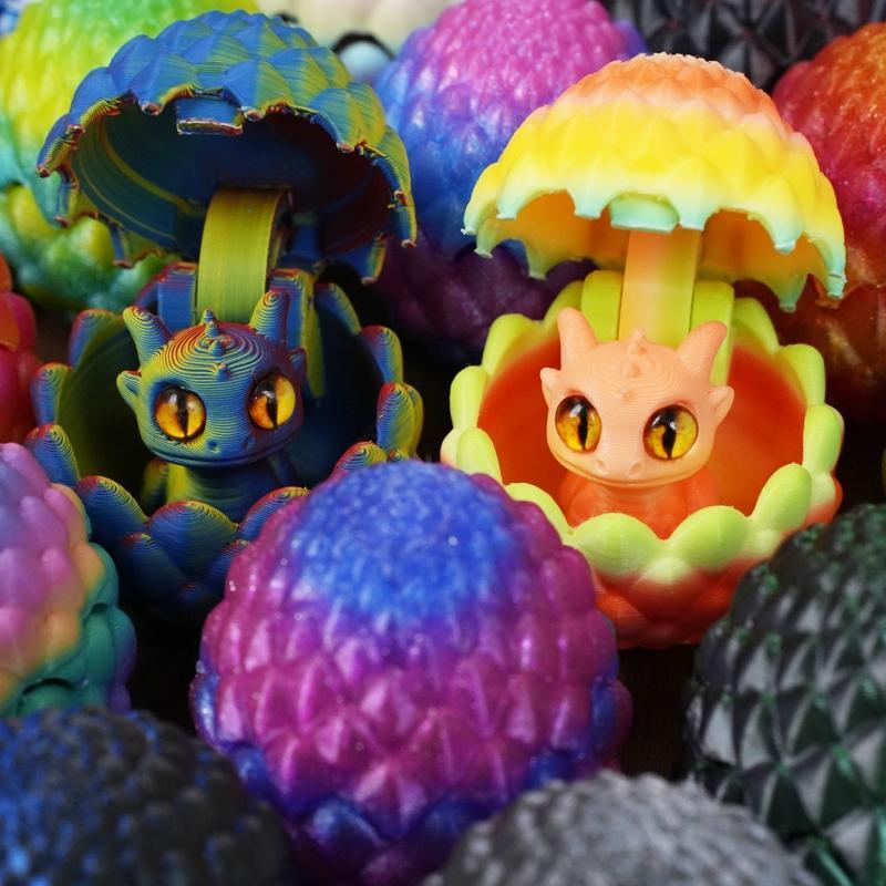 5pcs/10PCS/15PCS 3D-Printed Dragon Egg Set, Includes 10 Eggs & 10 Mini Dragons in Random Colors, Home Desktop Decor for Easter, Valentine's Day and New Year