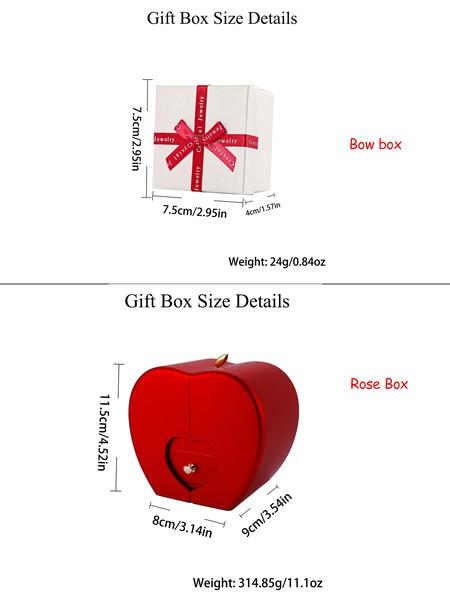 Apple Shape Rose Jewelry Gift Box With Love Heart Mom Pendant Necklace, Anniversary Birthday Jewelry First Mom Gifts for Women Wife, Mother's Day Jewelry Gift for Mom Heart Design Necklace