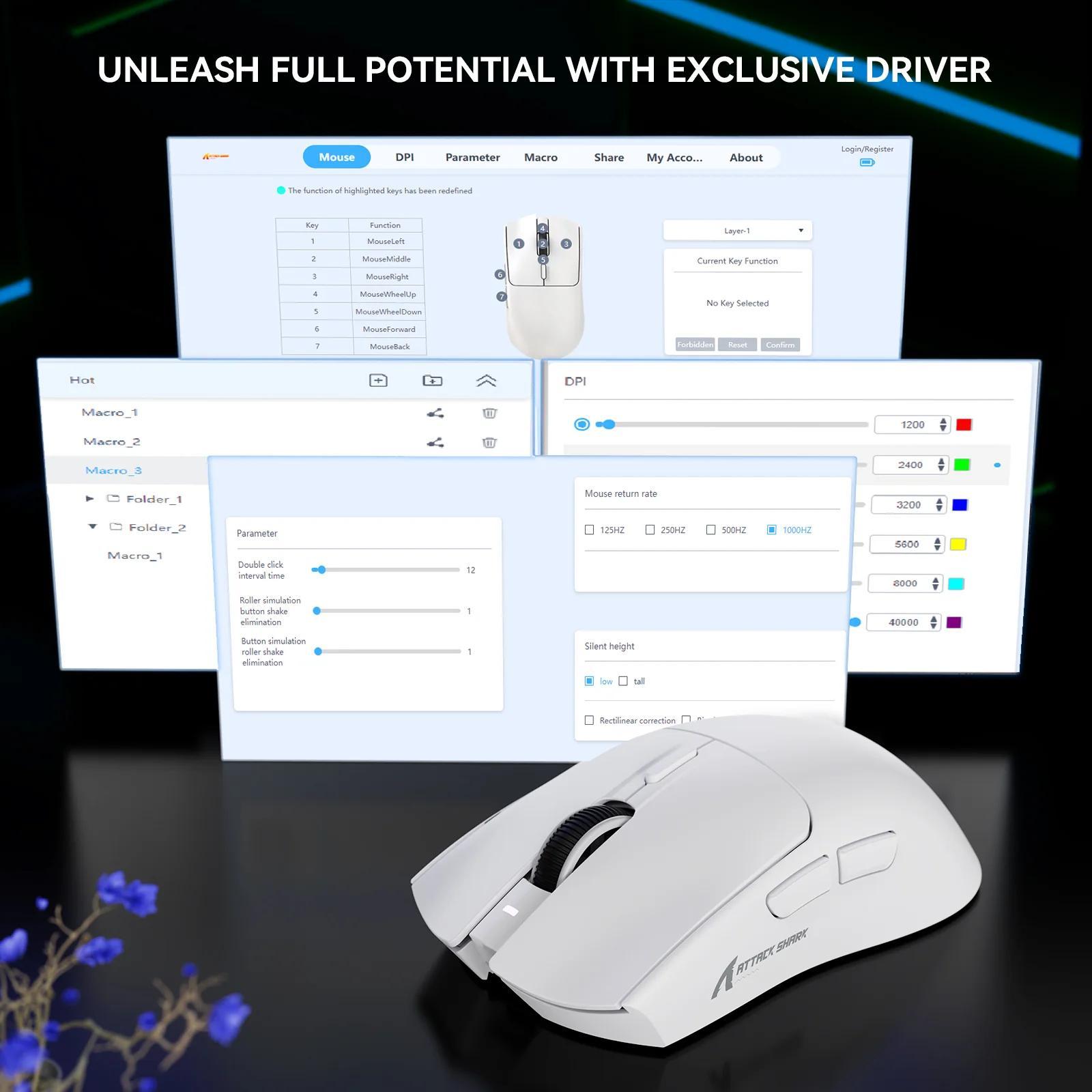 ATTACK SHARK Attack Shark X1 Wireless Gaming Mouse, Ergonomic Mouse, Magnetic RGB Charging Mouse, Optical Micro Switch Mouse for PC MAC Gamer