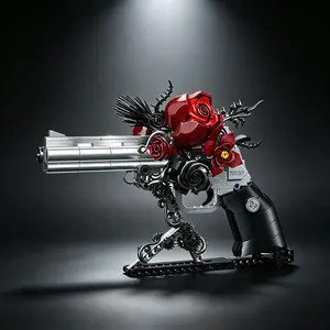 Rose Gun Theme Building Blocks, 3D Assembly Toy, High Fidelity, Colorful, Ideal for Gun Model Enthusiasts, Desk Decor, Gift Ideas