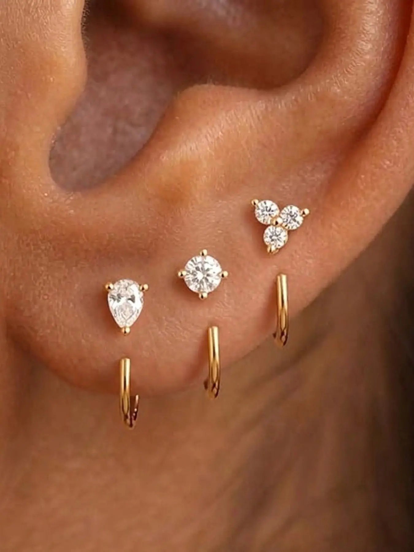 3pcs Elegant Layered Earring Set for Women, Perfect for Layering, Earring Stacking Set, Hypoallergenic, Wedding Jewelry, Ideal Gift, Zircon Plated