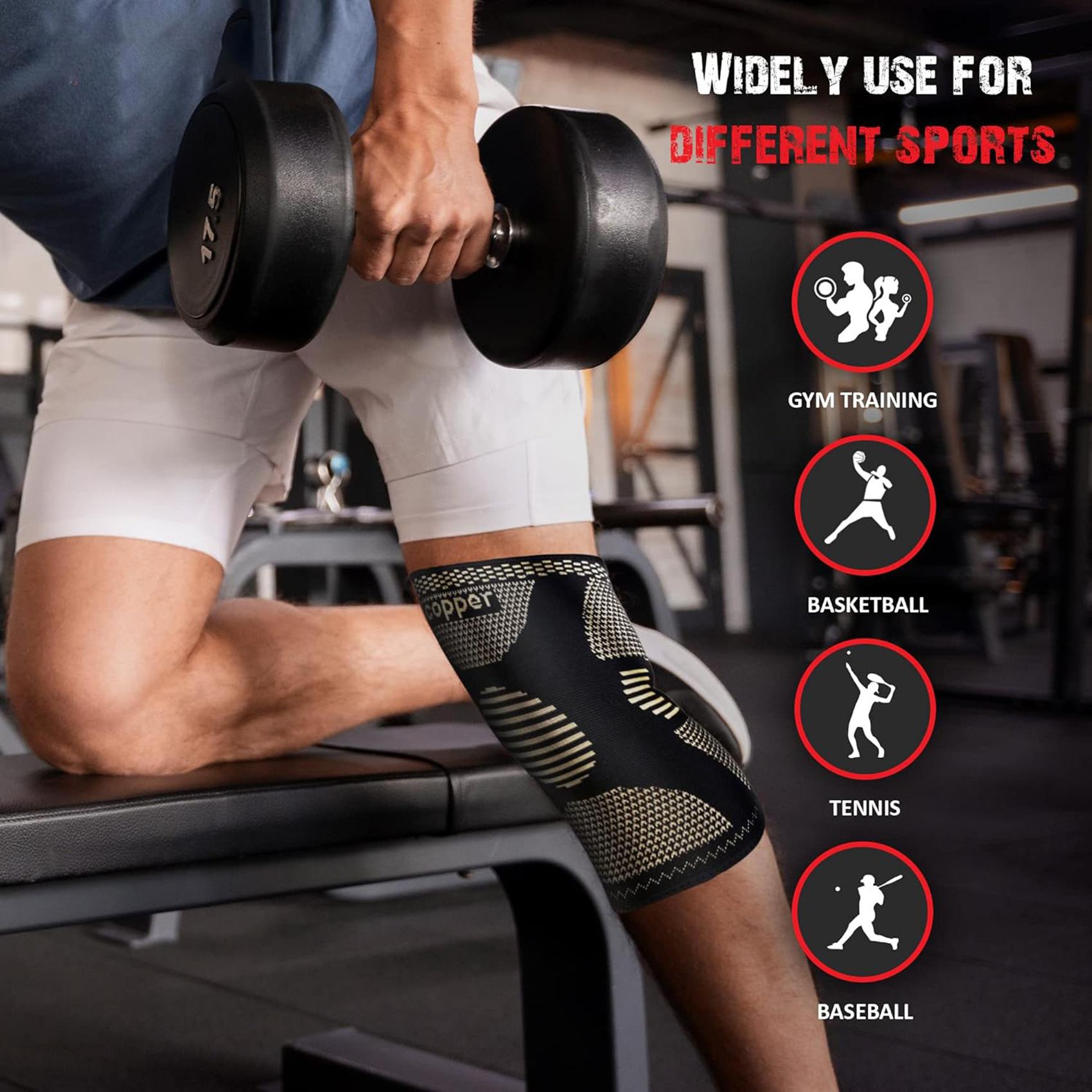 Take good care of your knees. This pressure-type knee support pad is designed to relieve knee pain and provide support for your knees during exercise and rehabilitation (one pair)