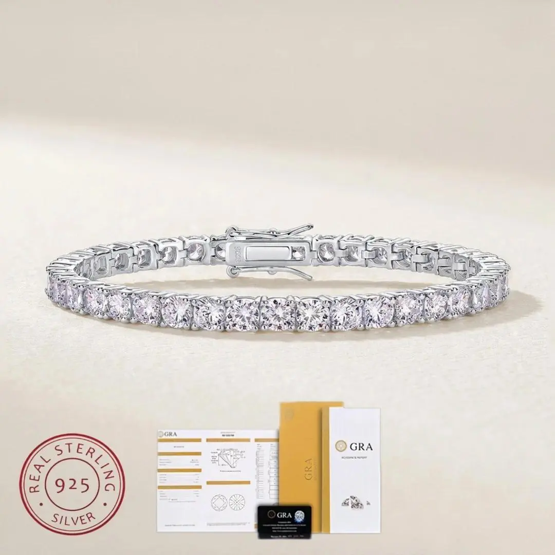 D VVS1 Moissanite Tennis Bracelet 100% 925 Sterling Silver 2-6mm Classics with GRA Bracelets for Women Man Wedding Jewelry Gifts