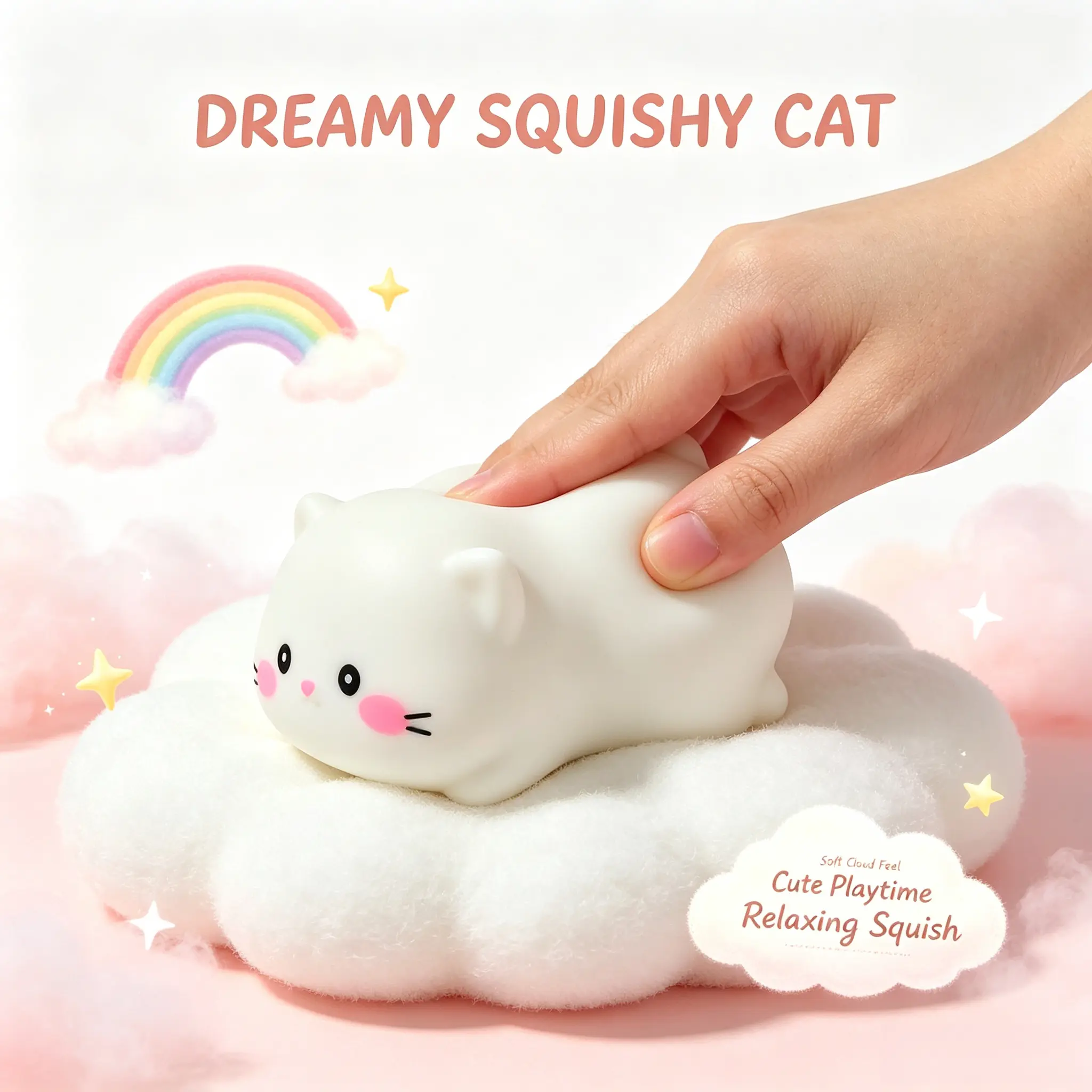 Crunchy Sound Cat Squishy Toy Soft Squeeze Fidget Toy Funny Sensory Hobby Play Toy Portable Stress Relief Decompression Toy Cute Cat Desk Relax Toy Ideal Gift For Teens Adults Party Leisure Entertainment