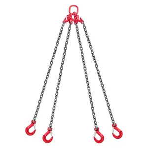 VEVOR Chain Sling, 3/8 in x 10 ft Lifting Chains with 4 Leg Grab Hooks, Heavy Duty G80 Alloy Steel Lifting Sling, 22900LBS Capacity, Adjustable Engine Chain Hoist Lifts for Cargo Security Towing