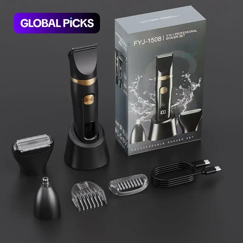 Men's Electric Shaver, USB Rechargeable, Multi-Function Trio, Portable Electric Razor, Beard Trimmer, Hair Clipper, Cordless Shaver, Trimmer Shaver Set, Shaver Combo