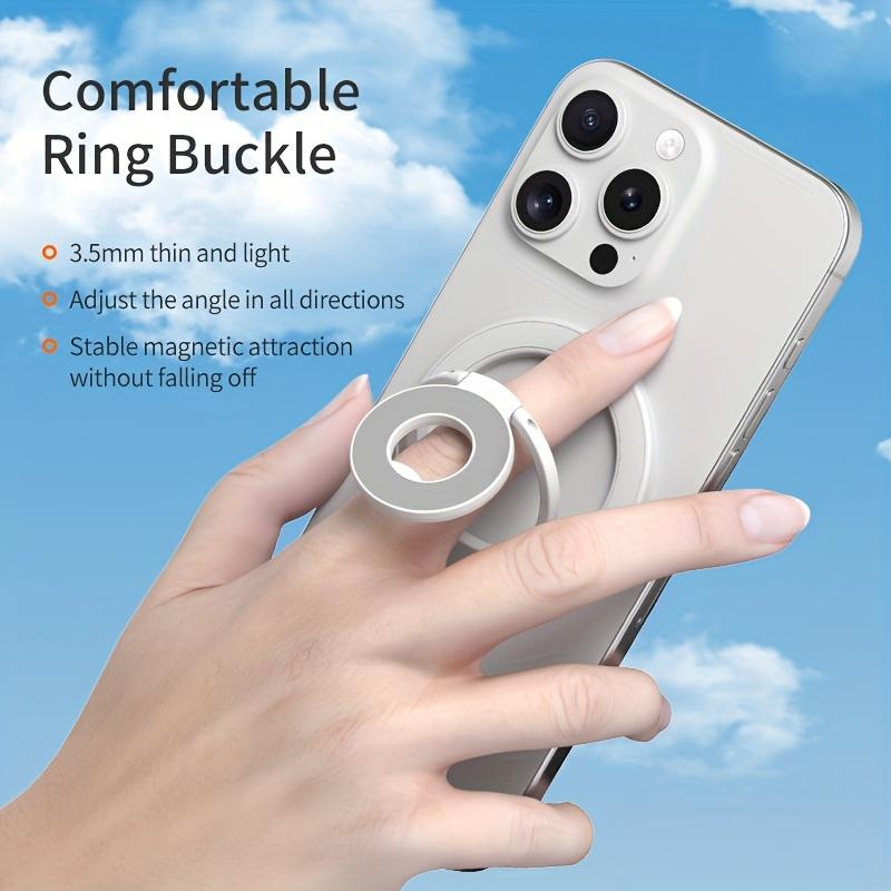 Magnetic Phone Ring Holder & Adjustable Kickstand, Double-Sided Magnet Grip Compatible with iPhone 16 15 14 Series and MagSafe Cases