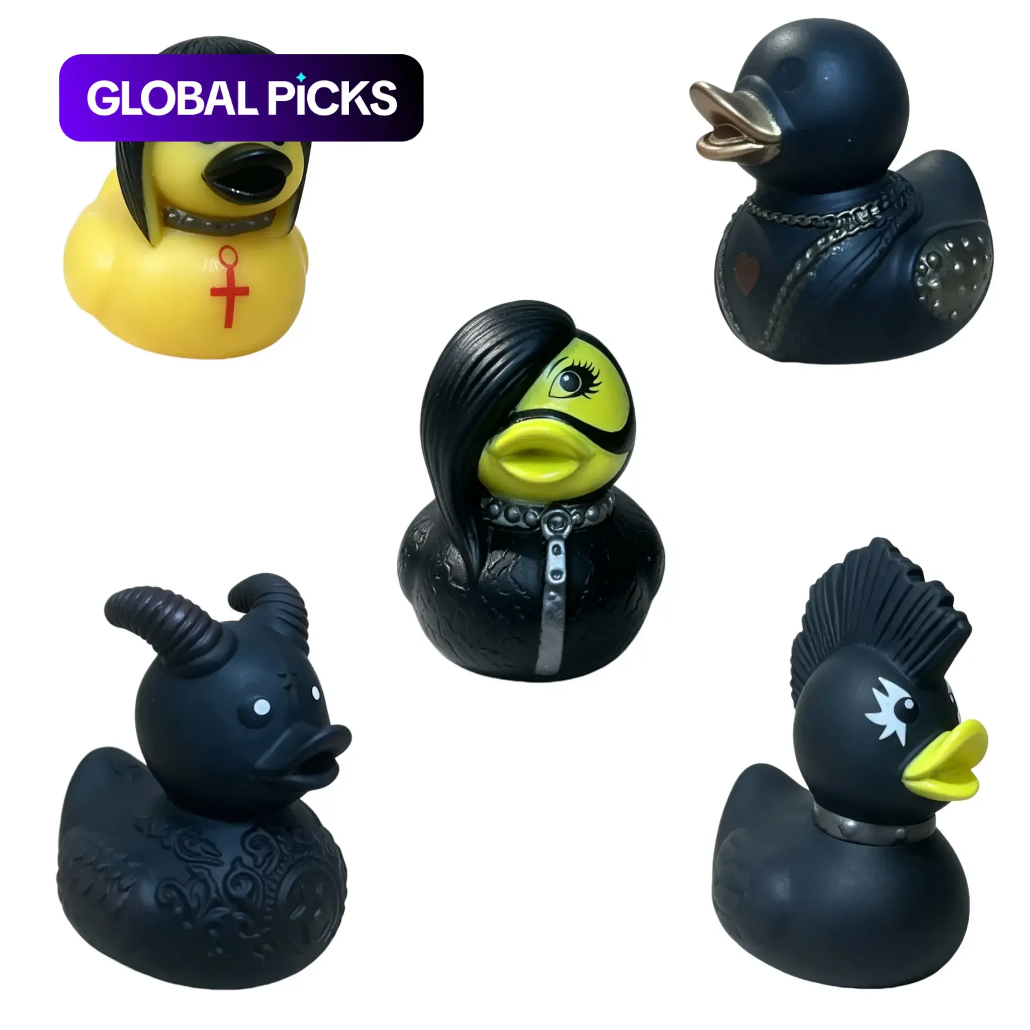 5pcs Mixed Satan Duck Punk Rock Resin Crafts, Resin Ducks, Unique Gothic Art Decorations, Perfect for Halloween & Party Themes, Decorative Ornaments, Decorations And Ornaments