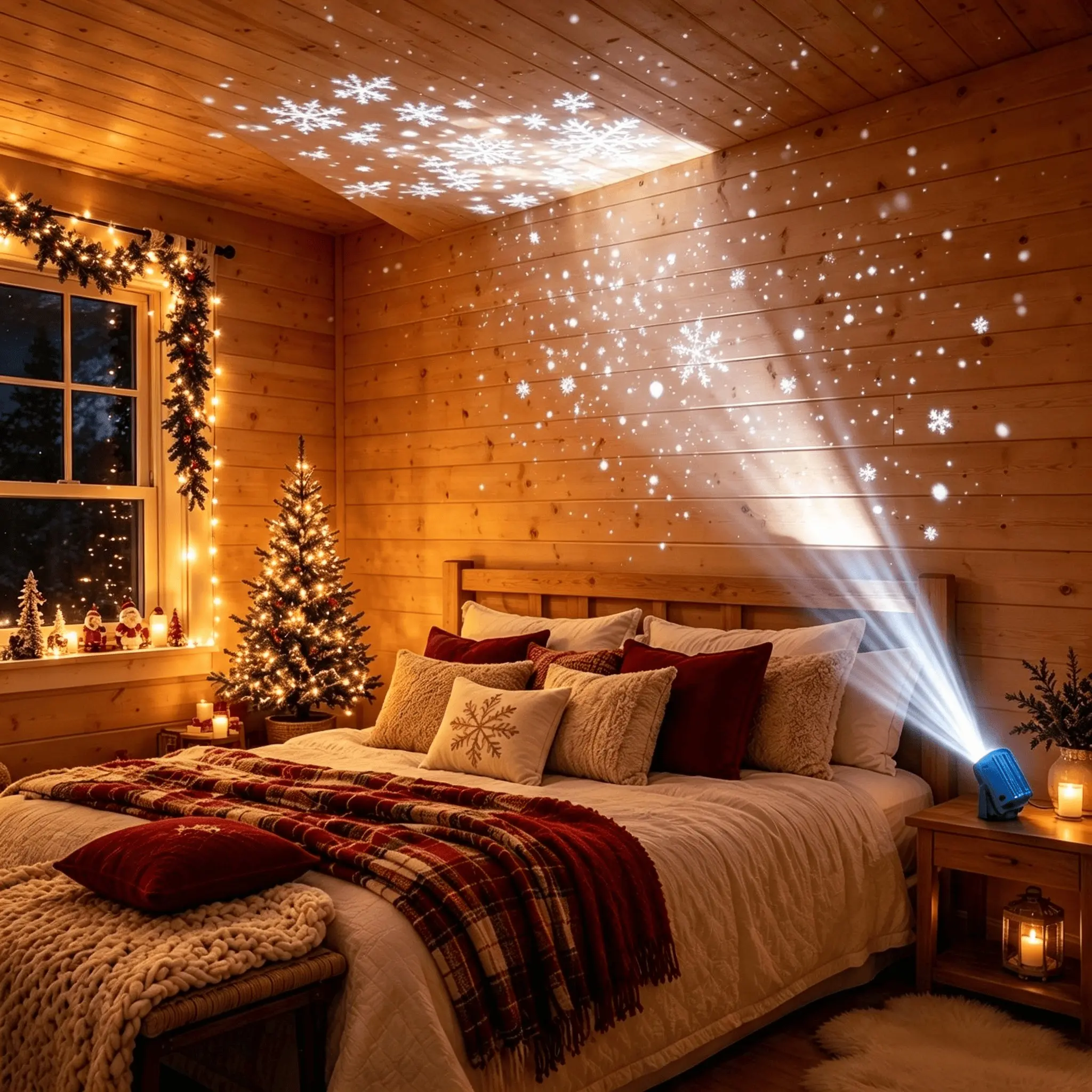 Winter Snowflake/christmas Projector Light, USB Powered, 360° Adjustable, Bedroom Party Decor, Holiday Gift, Home Decoration, Birthday Present