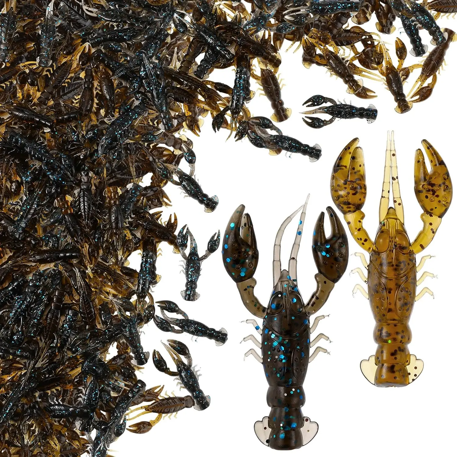 80 count  Craw Scented Drop Shot Crawfish  | Brown Black Fishing , Soft Plastic Bass Crawfish Lures, Fishing Crappie Worms Lure Equipment Set