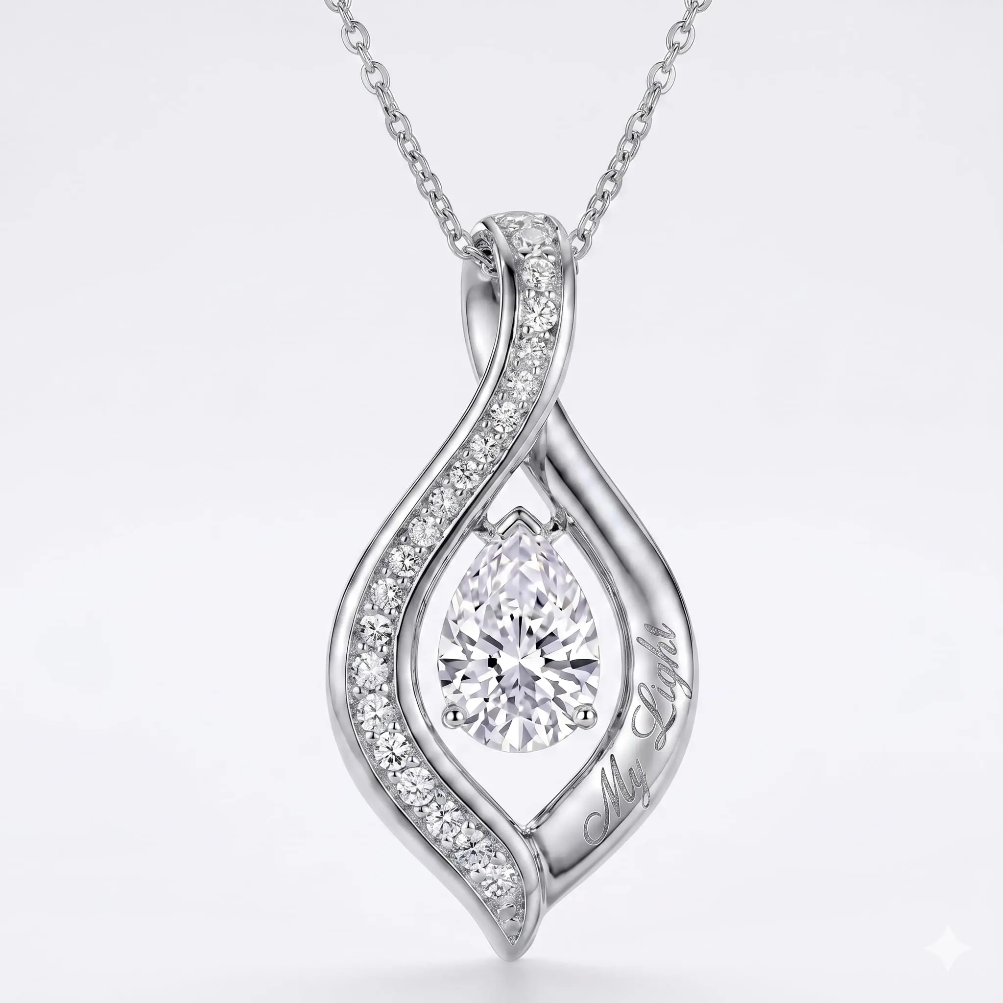 Birthstone Necklace for Women Teardrop Infinity Pendant April Birthstone Jewelry for Wife Mother Anniversary Birthday Valentine Day Gift for Her
