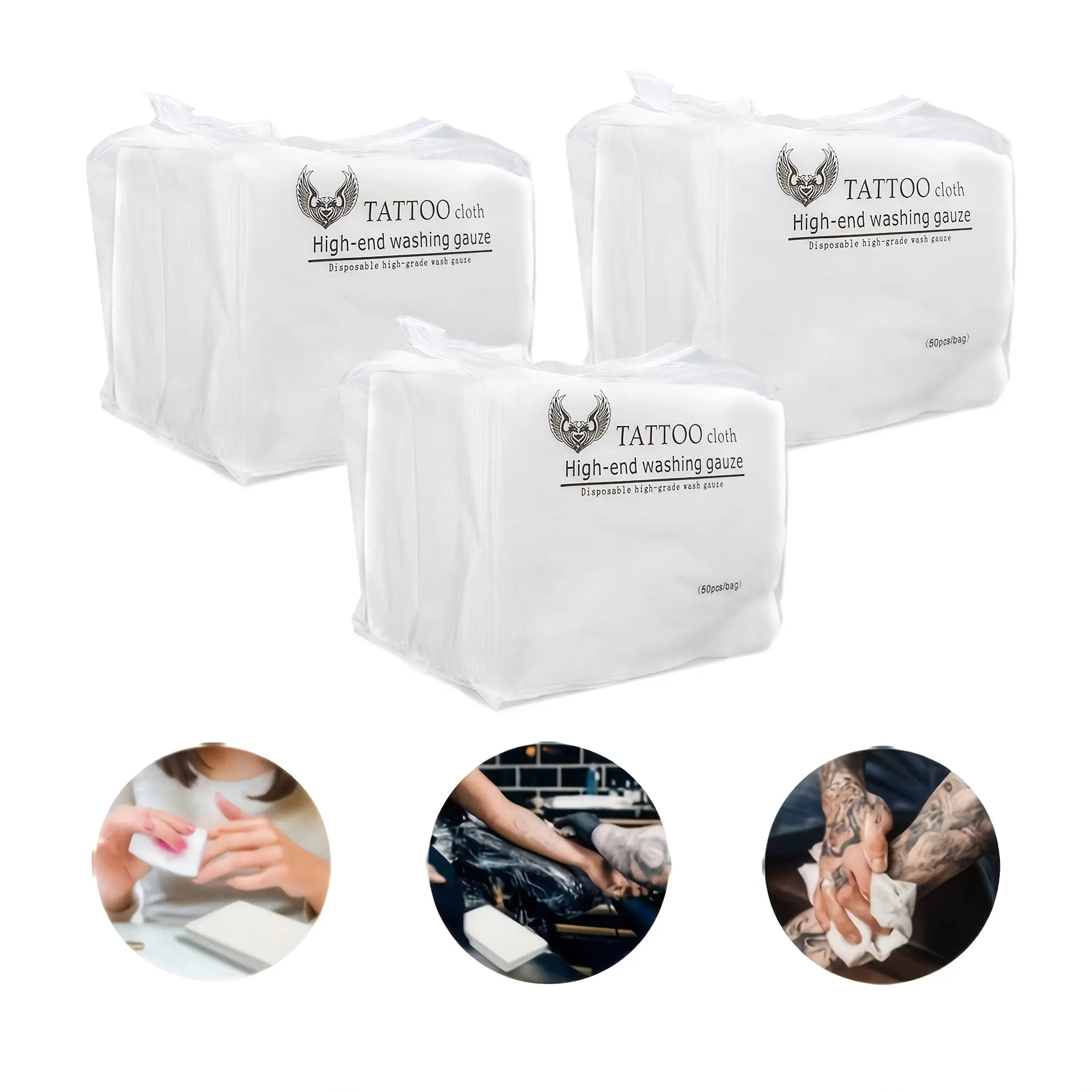 Tattoo Wipes,  Ultra-Soft Water-Absorbent Cleaning Cloths, Can Be Used for Tattoos, Tattooing, Makeup Removal, Dry Wiping Towels, Non-Woven Fabric, Suitable for Spas, Beauty Salons, and Home Use, Essential Tattoo Supplies equipment