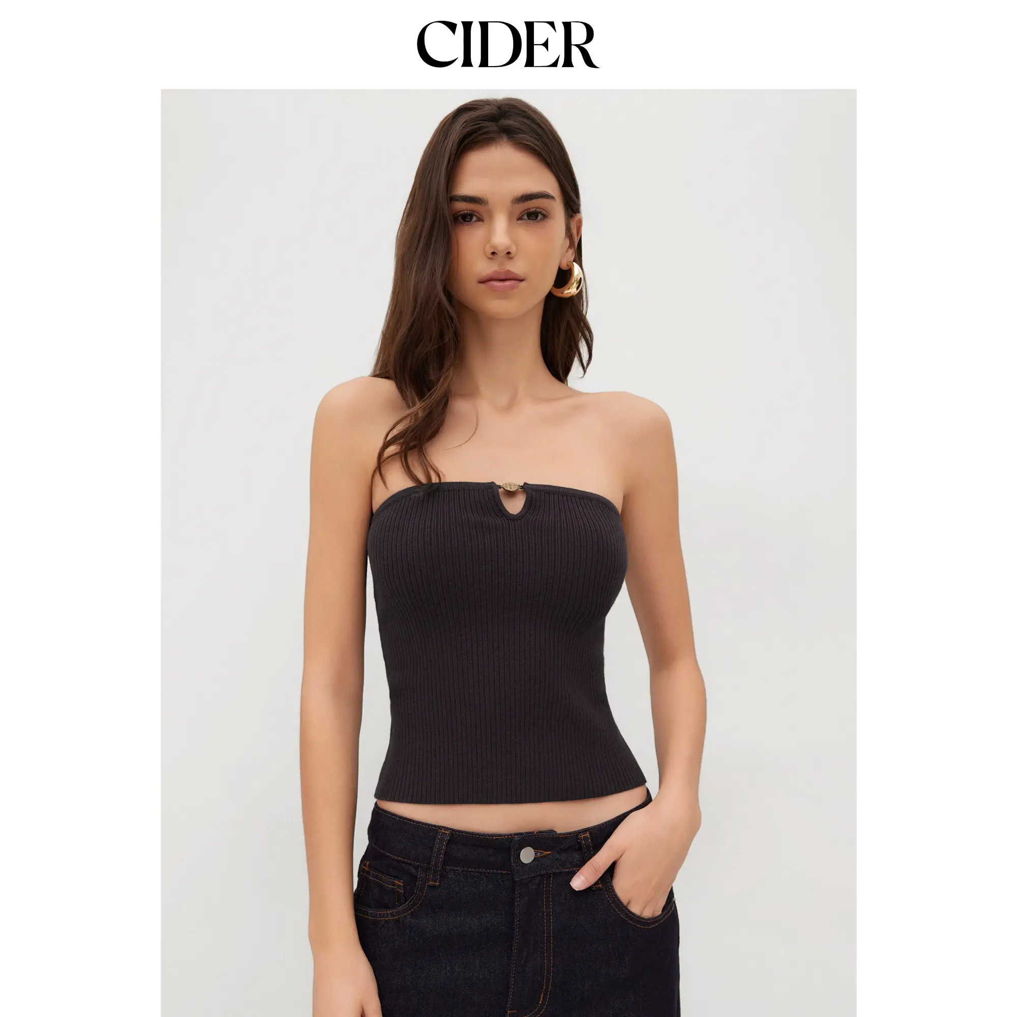 Cider Knit Cut Out Crop Bandeau Top