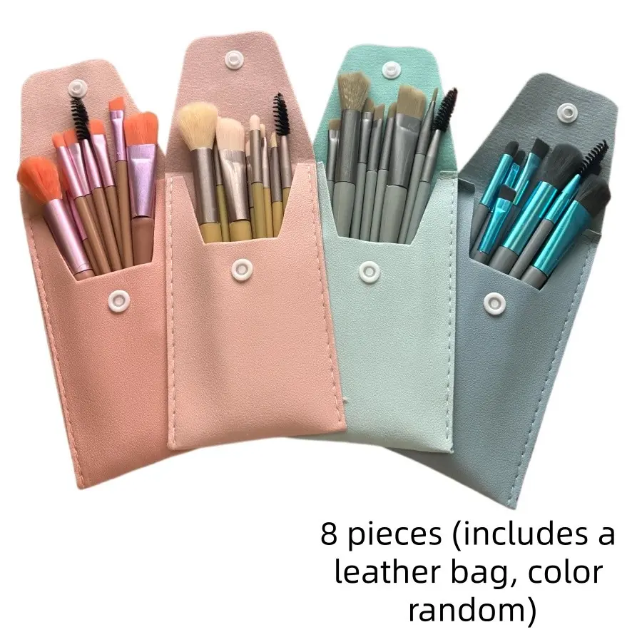 8 Piece Makeup Brush Set & Brush Pouch, Professional Quality Brushes, Ideal for Foundation, Concealer, Blush, Made by Mitchell