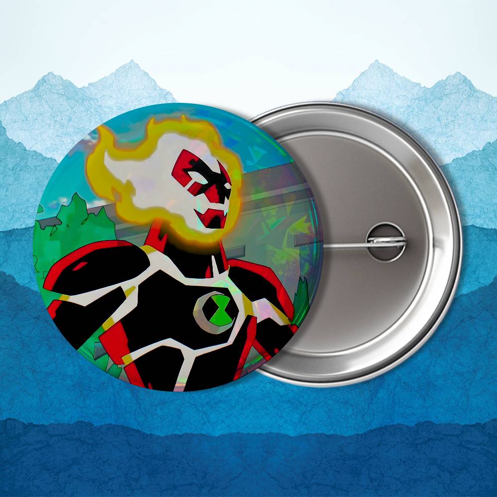 Art Alien Force B-Ben 10 Cool Round Exquisite Badge Brooches Creative Pins For Clothes Hat Backpack Gift Accessories