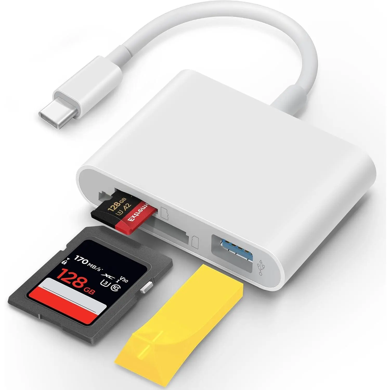 USB C SD Card Reader for  15 16 iPad  3 in 1 USB-C Memory Trail Camera Card Adapter with  Slots & USB Port for  MacBook Pro/Air/Mini Android Laptop  USBC Typec Devices