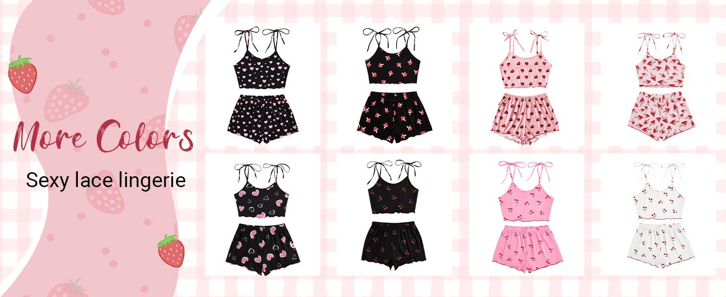 Women's Summer Color-Block Lace Cow Print Camisole and Shorts Pajama Set Home Wear Set Easter Gift Pajama Party