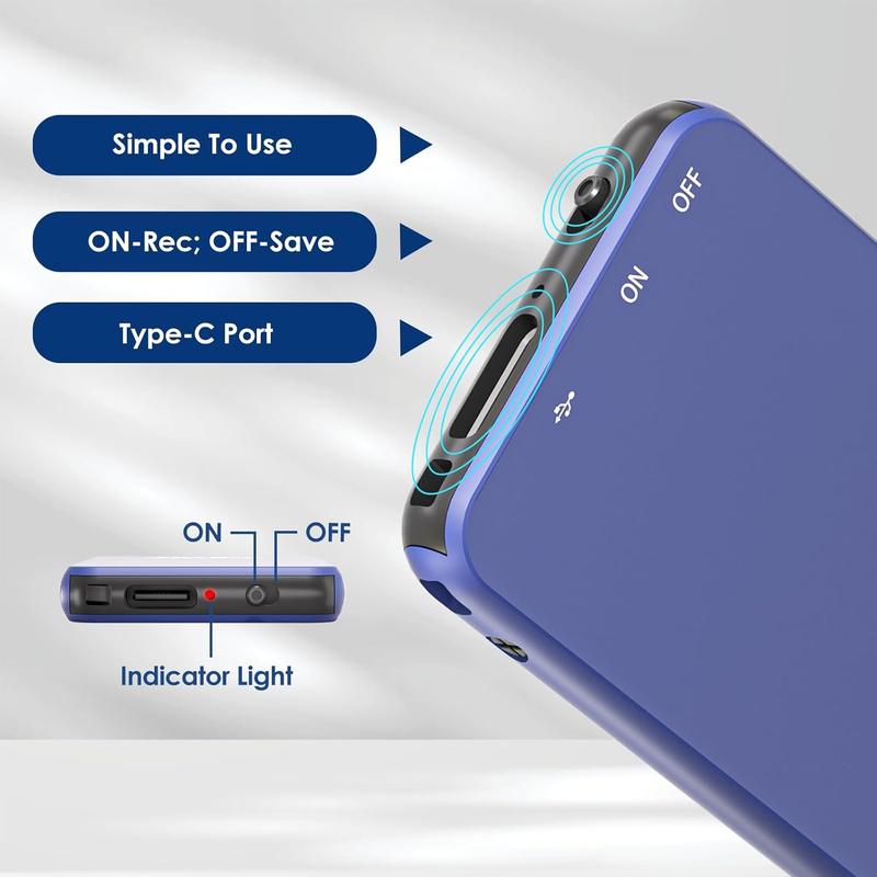 64GB Digital Voice Recorder - 1536KB Superior Sound Quality,   Metal Voice Activated Recorder with 35Hrs Battey Time, Ideal for Interview Class Lecture Meeting