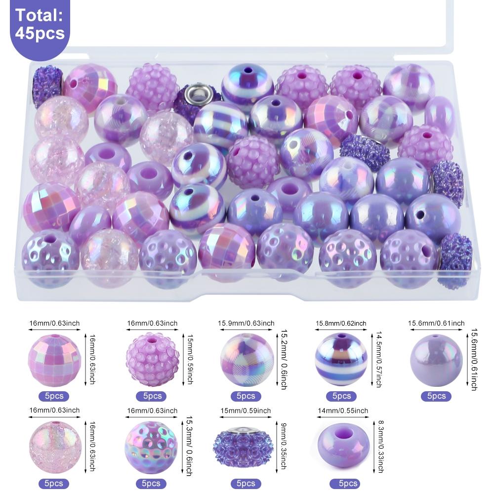 45pcs Acrylic Beads Box Set, Striped Cracked Grid Rose Pearl Spacers, DIY Jewelry Making Supplies for Bracelets & Keychains, DIY Mix Beads