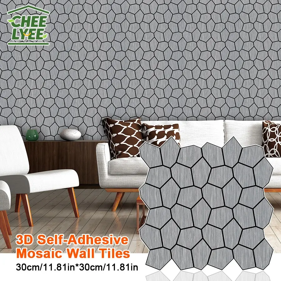 10pcs 11.81x11.81 Inch Peelable Wallpaper, 3D Brick Wall Stickers, Soundproof Wall Decals, Self-Adhesive Waterproof Home Decor