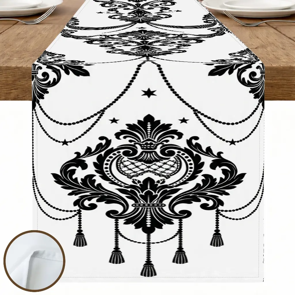 1pc Elegant Floral Table Runner, Vintage Style, Decorative Border with Intricate Patterns, for Dining Table Home Decor Entryway Table Seasonal Decor