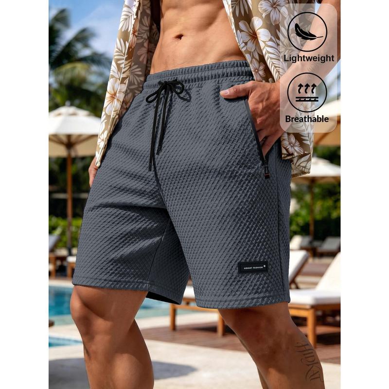 Men's Lightweight Sporty Activewear Swim Bottoms - Male Clothing Breathable Swim Trunks, Beach Wear with Safety Zipper Side Pocket for Summer Beach Vacations