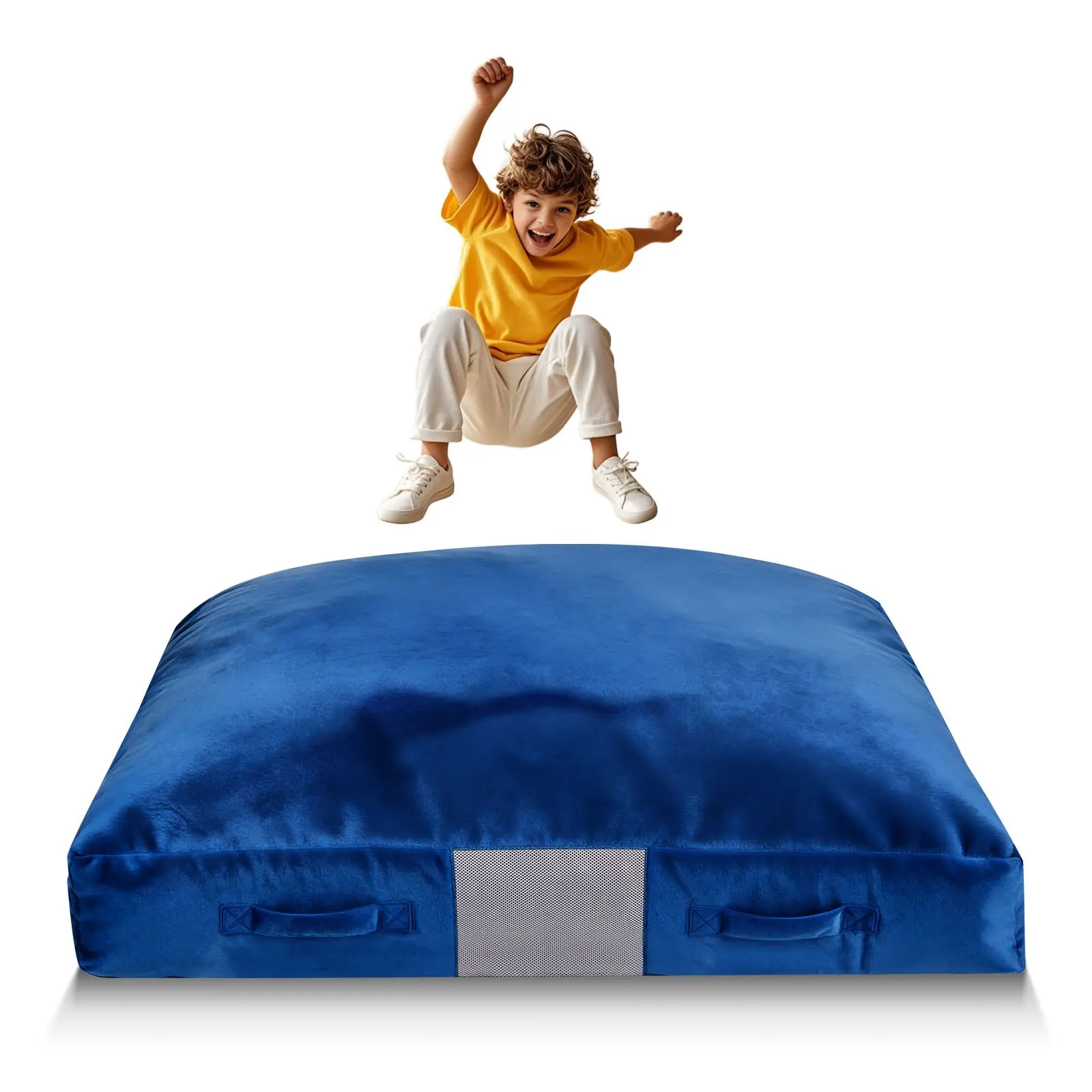 Crash Pad, 5x 5 ft Crash Pad for Kids Sensory with Foam Blocks and Washable Cover, Giant Pillow Mat Large Soft Foam Landing Zone, Sensory Room Equipment for Children Jumping, Relaxing Play