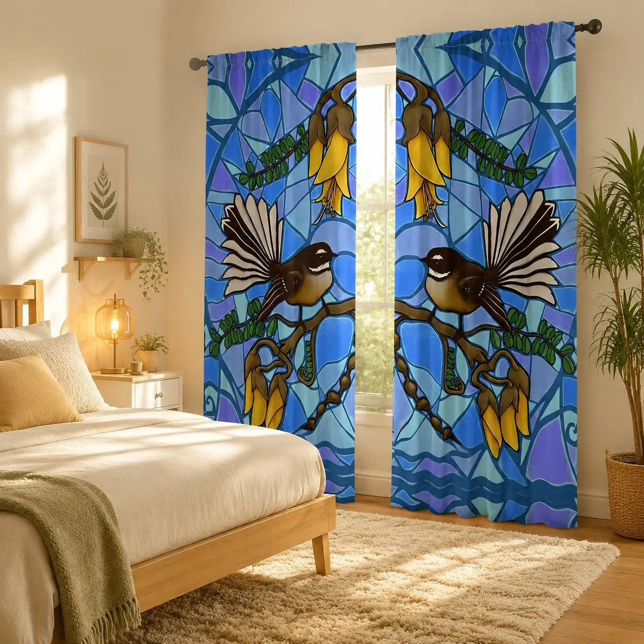 2-Pack Tailored Mirror Curtains, Creative Design for Living Room, Kitchen, Balcony, Garden Decor, Soft Fabric, No Rod Included