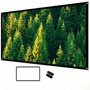 Simple Home/outdoor Wall-Mounted Soft Screen, Hangable Design, 60-150 Inches, Reusable and Easy to Clean, Soft Screen for Camping, Office, Home Theater