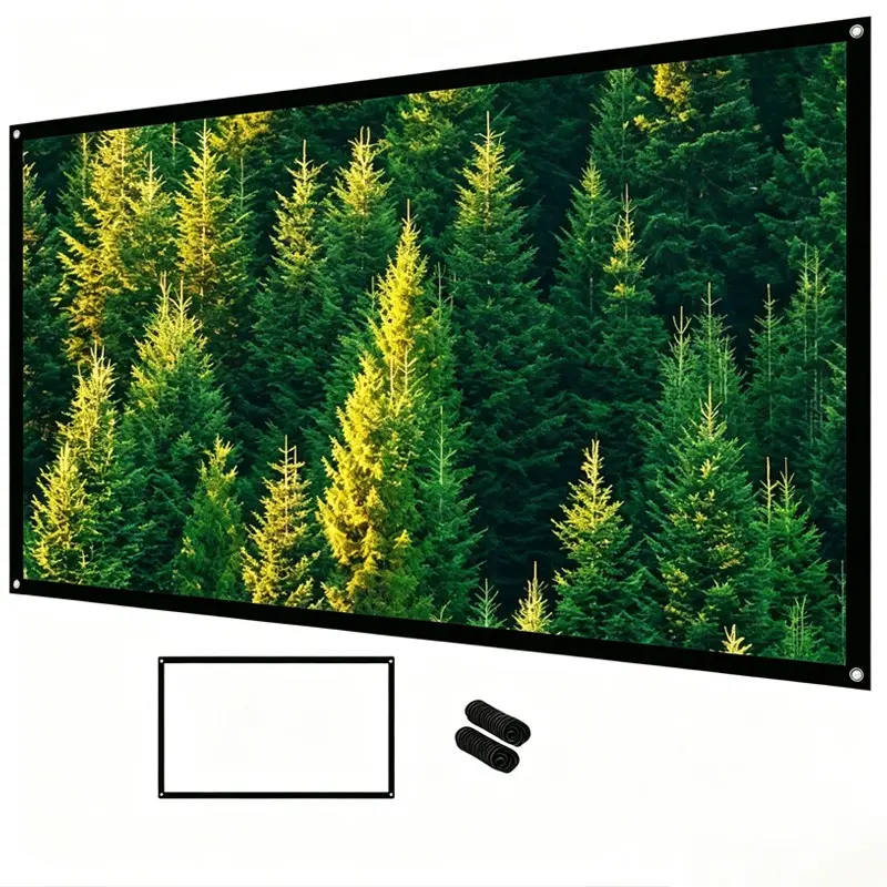Simple Home/outdoor Wall-Mounted Soft HD Projection Screen, Hangable Design, 60-150 Inches, Reusable and Easy to Clean, Soft Screen for Camping, Office, Home Theater